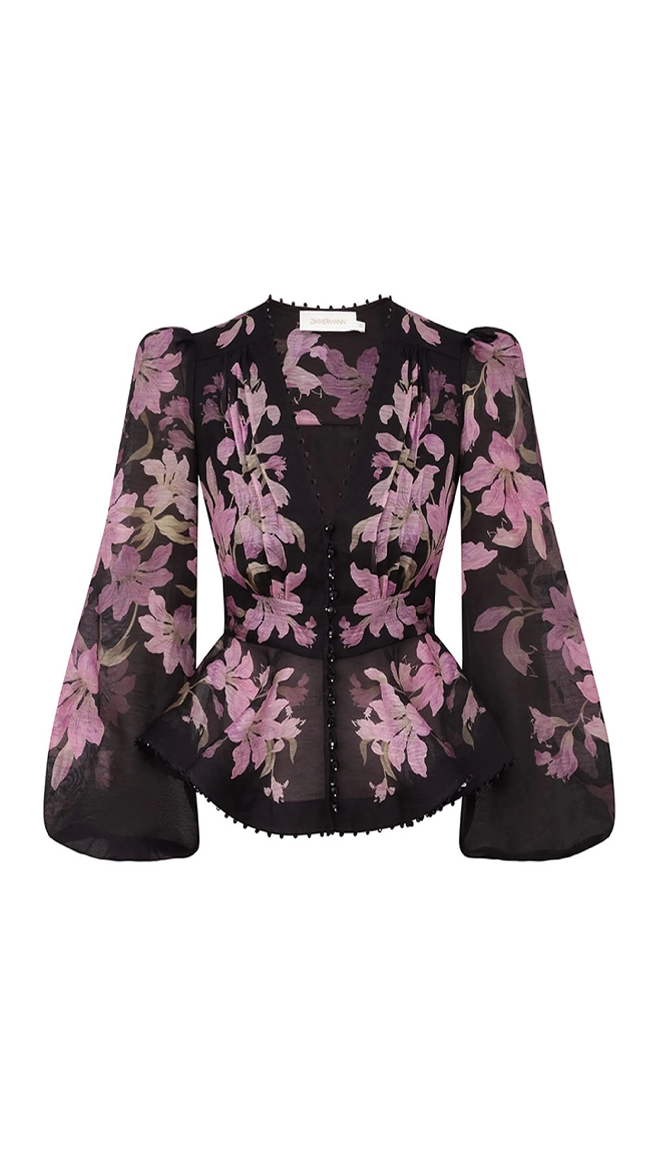 Dawning V-neck Beaded Blouse - Black Lily