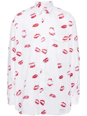 Lip Pattern Button Down Shirt