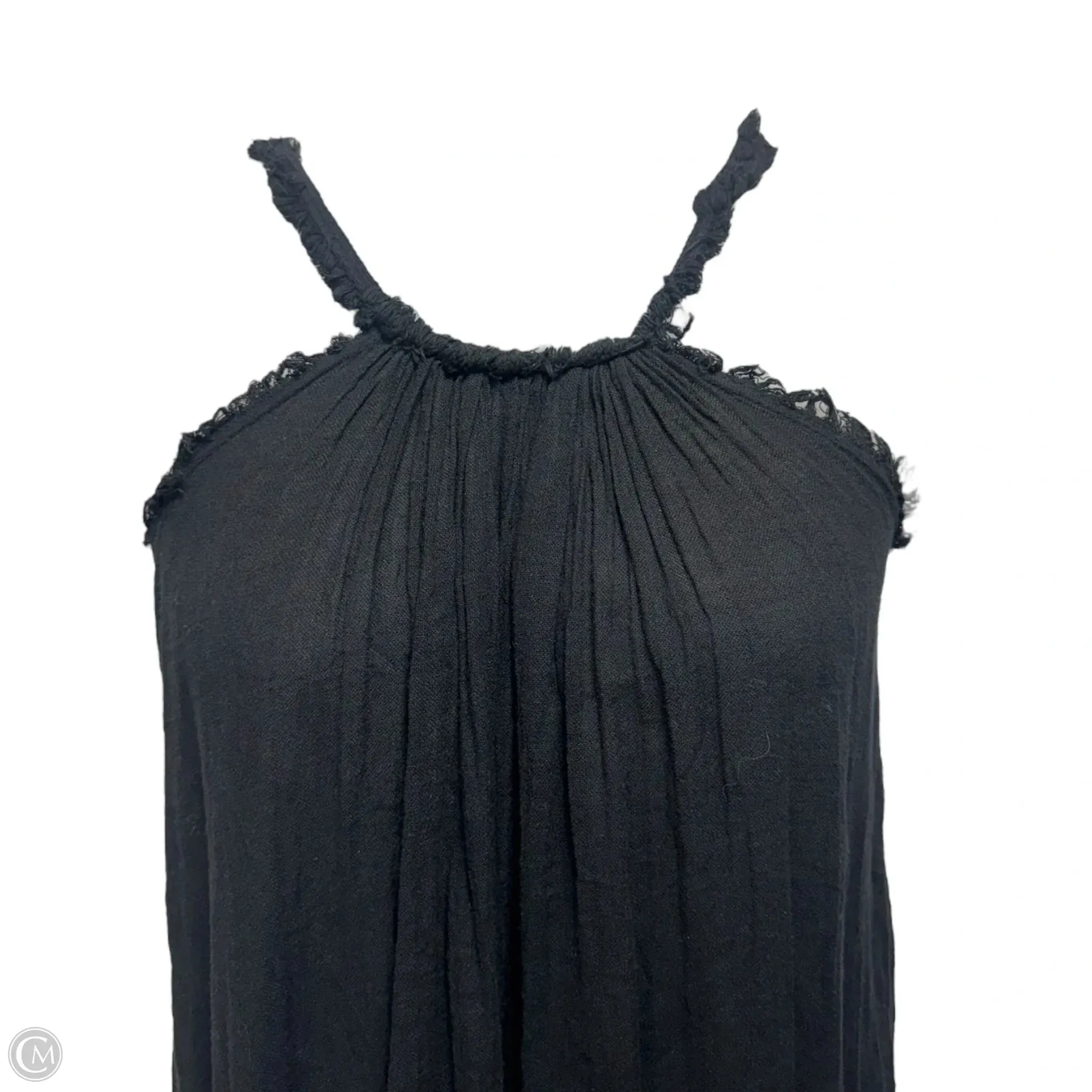 Raw Hem Linen Gauze Dress Casual Maxi By Cmc In Black. Size: Osfm