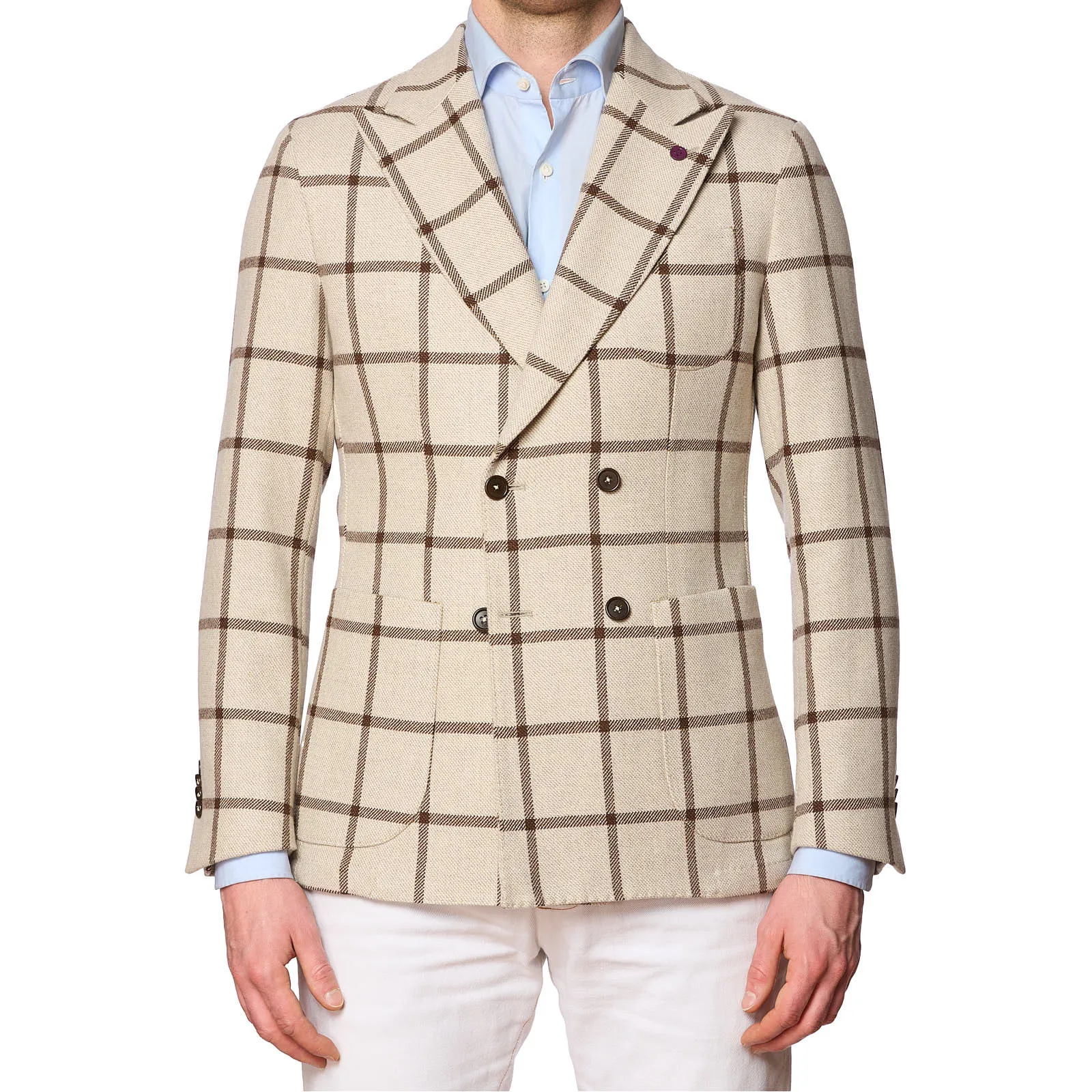 SARTORIA PARTENOPEA Gray Plaid Carlo Barbera Wool DB Jacket EU 48 NEW US 38 Current Model