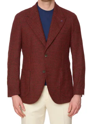 SARTORIA PARTENOPEA Red Shepherd's Check Wool Jacket EU 50 NEW US 40 Tweed