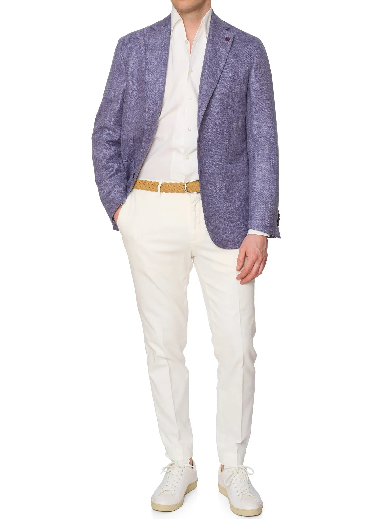 SARTORIA PARTENOPEA Violet Hopsack Wool-Silk-Linen Blazer Jacket EU 50 NEW US 40 Current Model