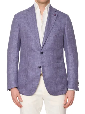 SARTORIA PARTENOPEA Violet Hopsack Wool-Silk-Linen Blazer Jacket EU 50 NEW US 40 Current Model