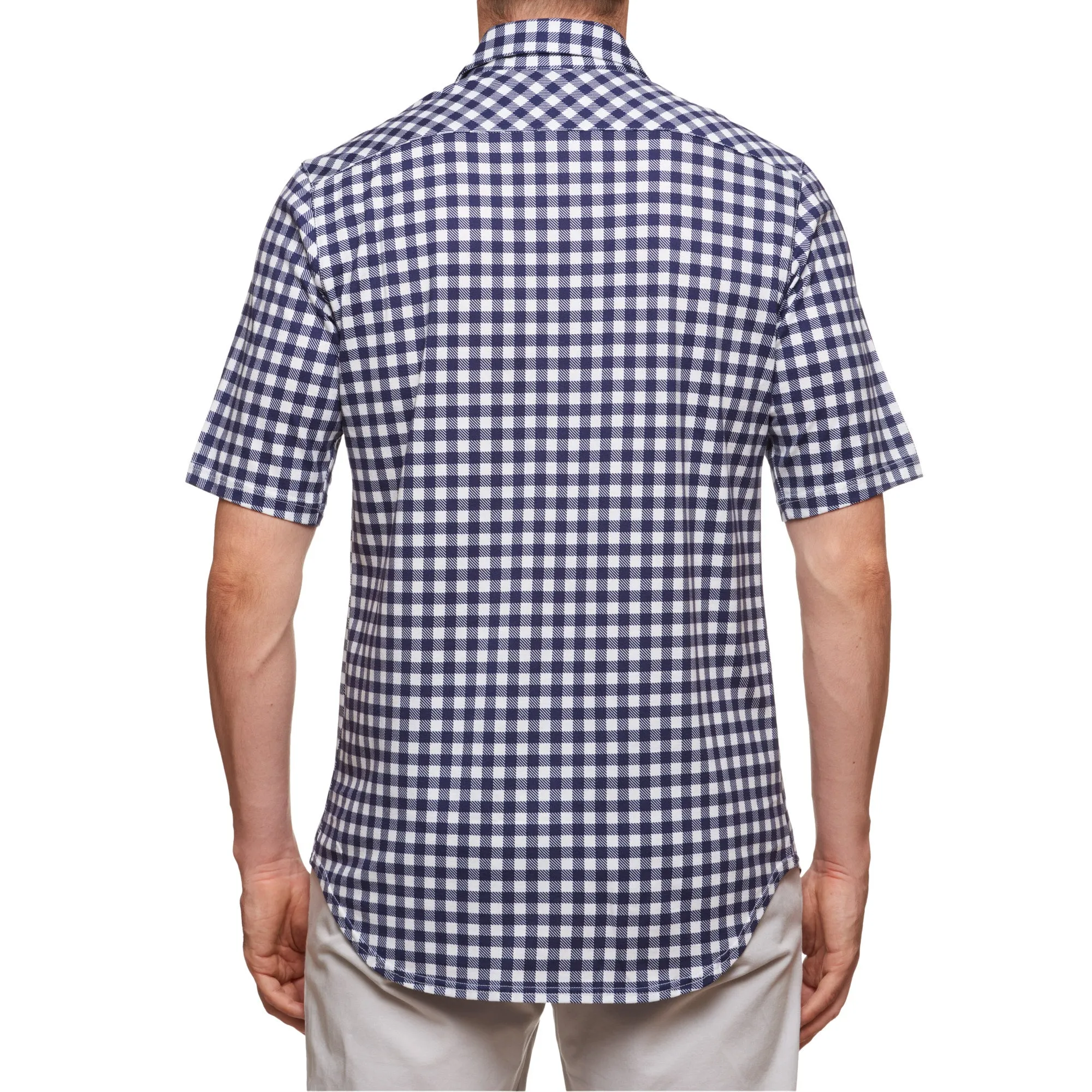 SARTORIO Napoli by KITON Blue Gingham Plaid Cotton Short Sleeve Casual Shirt NEW