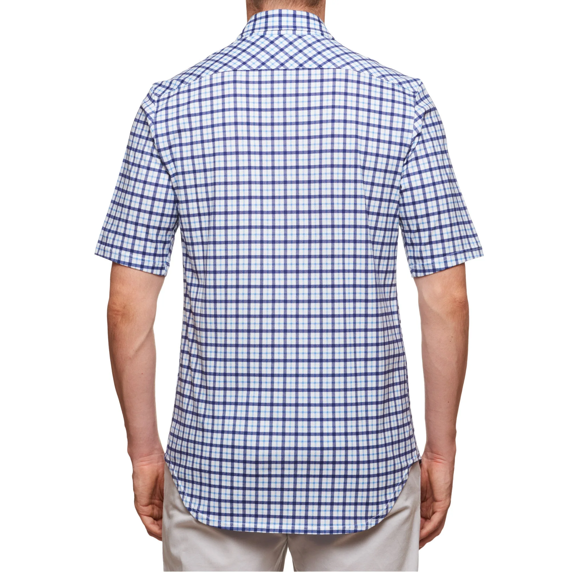 SARTORIO Napoli by KITON Blue-White Plaid Cotton Short Sleeve Casual Shirt NEW