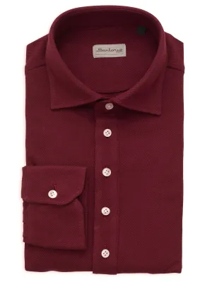 SARTORIO Napoli by KITON Burgundy Cotton Pique Polo Shirt NEW