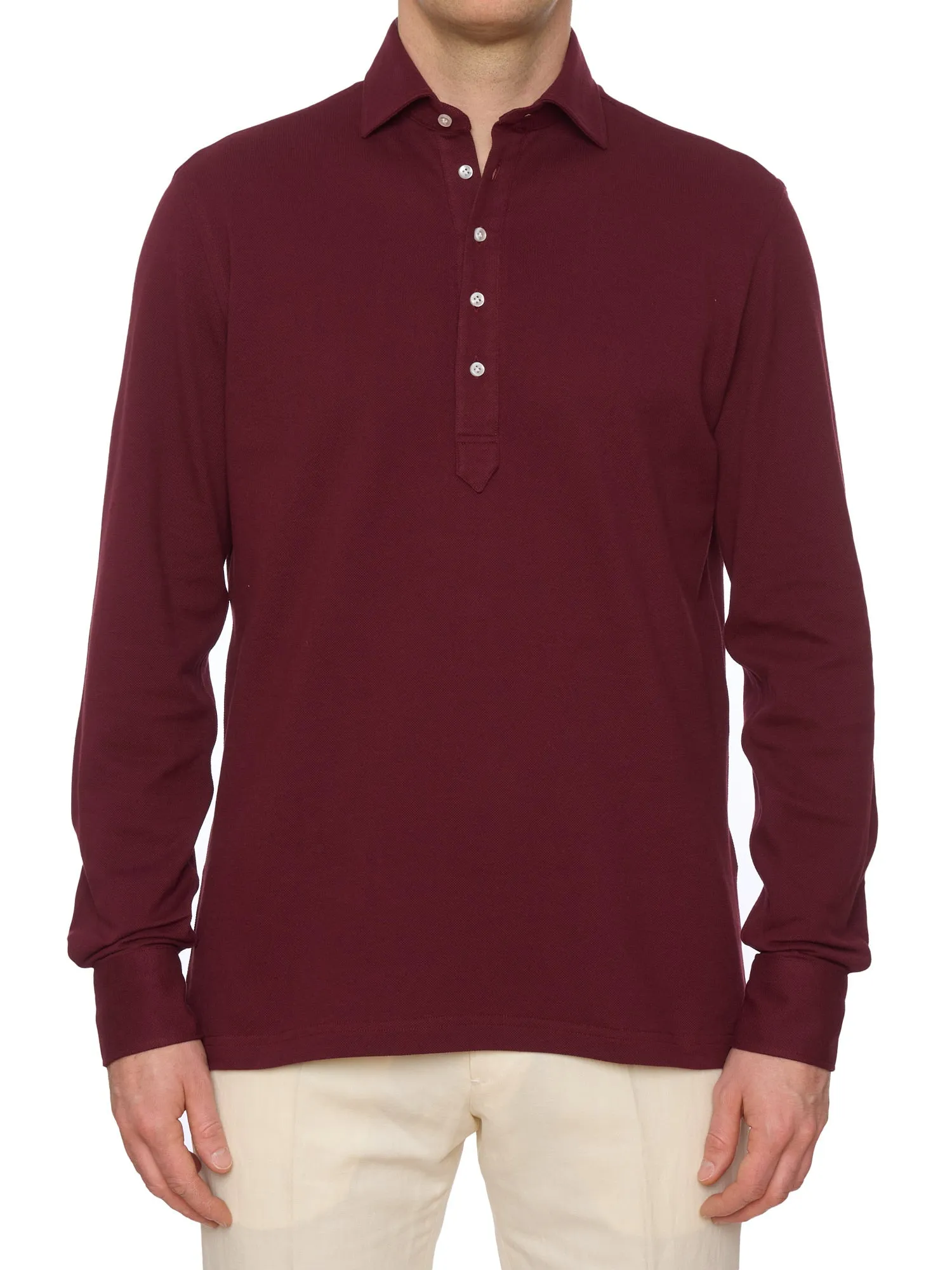 SARTORIO Napoli by KITON Burgundy Cotton Pique Polo Shirt NEW