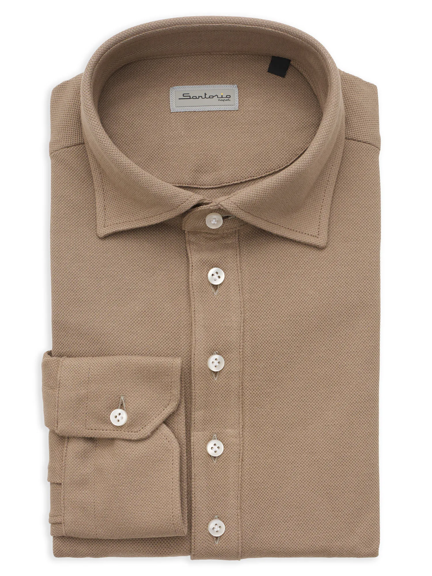 SARTORIO Napoli by KITON Light Brown Cotton Pique Polo Shirt NEW