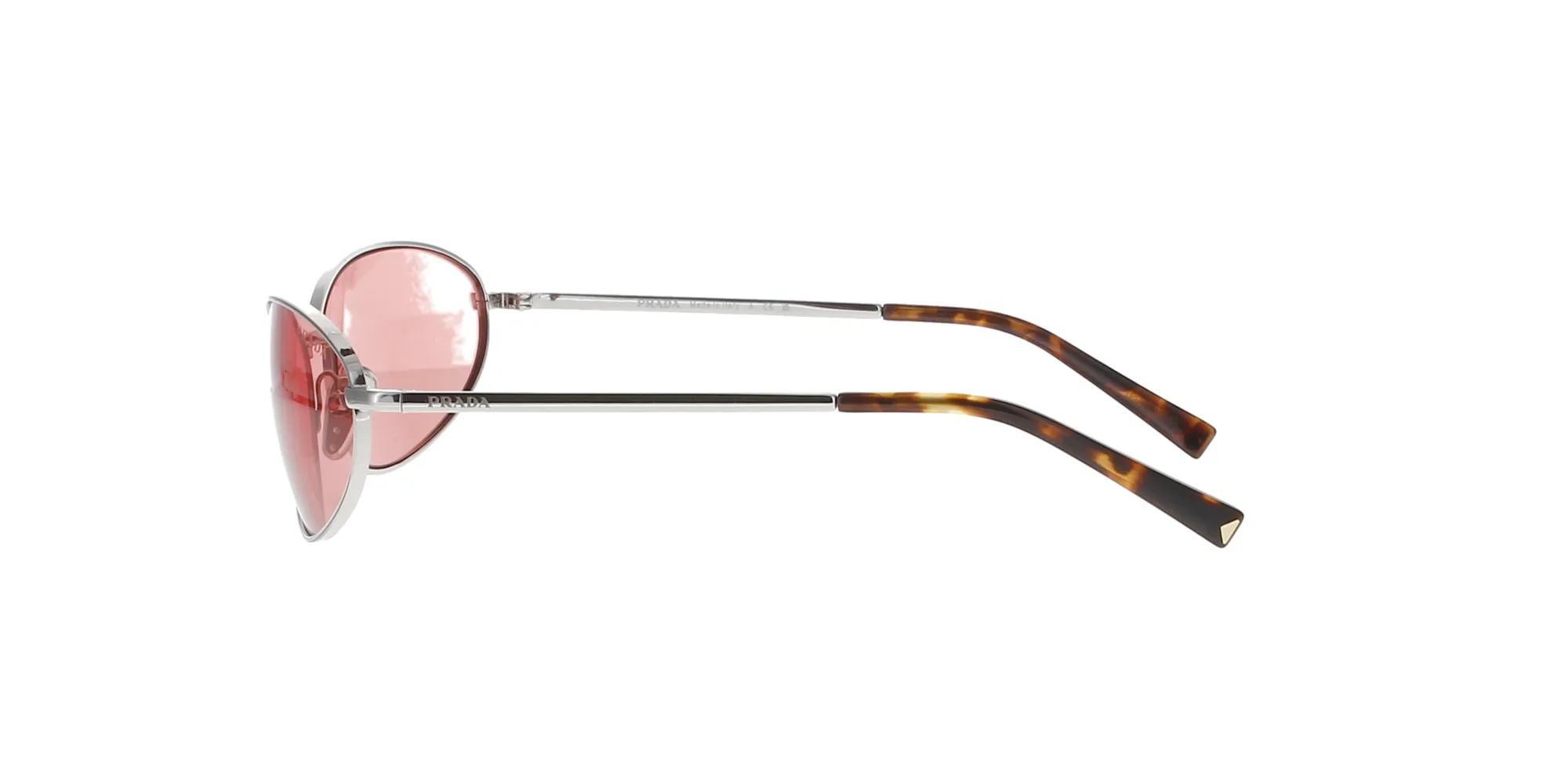 Silver Oval Wrap Prada Sunglasses