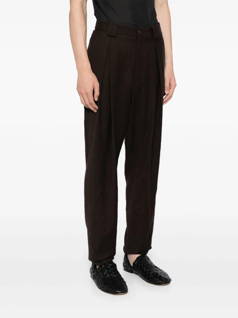 Single-Pleat Flannel Trousers