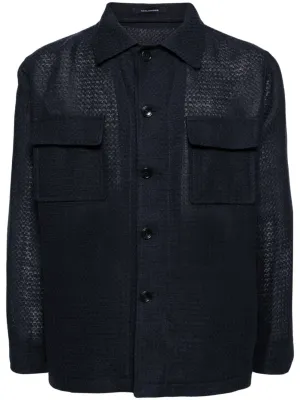 Textured-Finish Button-Down Jacket