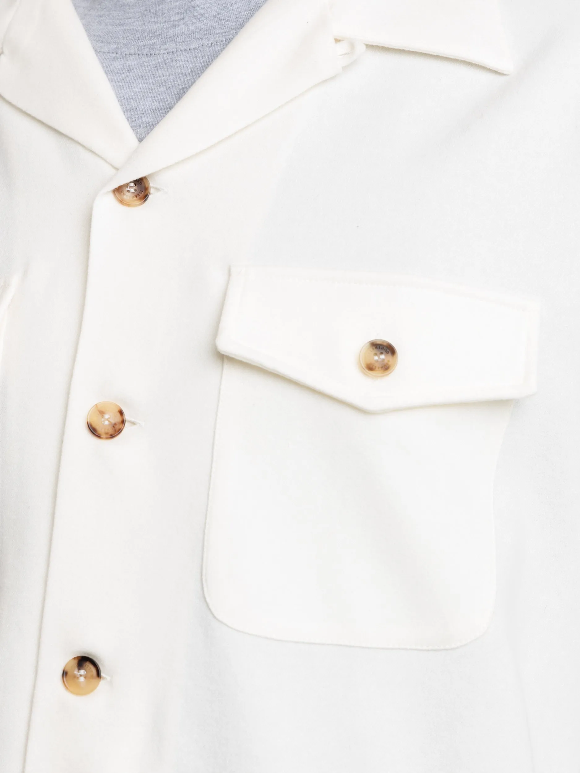White Panama Wool-Cashmere Flannel Overshirt