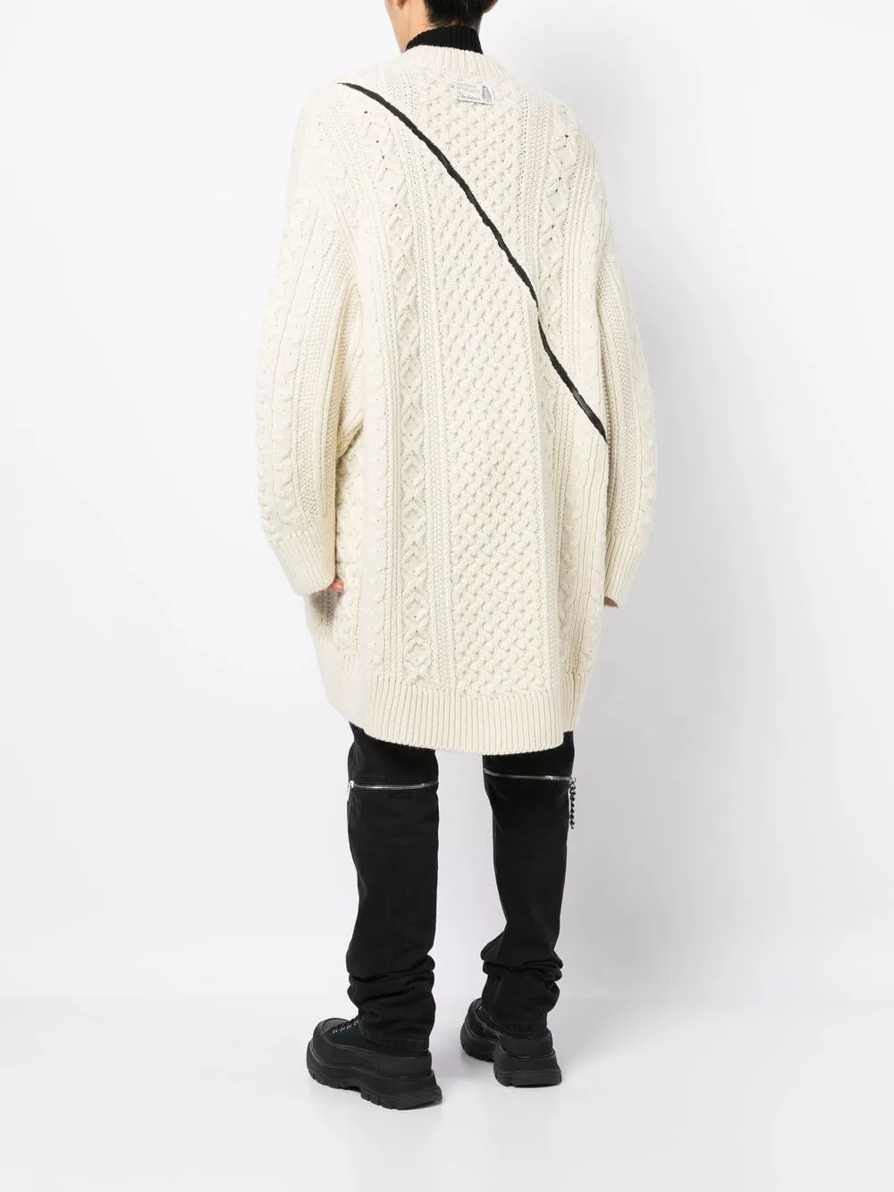 Zip-Detail Aran-Knit Cardigan